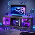 thumbnail image 1 of Bestier TV Stand for 75" TV, Gaming Entertainment Center with Remote Controlled RGB LED Light, Adjustable Glass Shelves, Modern Media Console Table with Open Storage for Living Room, Wash Gray, 1 of 10