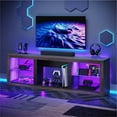 thumbnail image 1 of Bestier TV Stand for 75" TV, Gaming Entertainment Center with Remote Controlled RGB LED Light, Adjustable Glass Shelves, Modern Media Console Table with Open Storage for Living Room, Wash Gray, 1 of 10