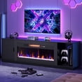 thumbnail image 1 of Bestier TV Stand with Fireplace, 70" Modern Entertainment Center with Ample Storage for 80-Inch TVs, Perfect for PS5 & Gaming Setup in Carbon Fiber Black, 1 of 10