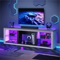 thumbnail image 1 of Bestier TV Stand for TVs up to 75", Gaming Entertainment Center with Remote Controlled RGB LED Light,Adjustable Glass Shelves,Modern Media Console Table with Open Storage for Living Room, Wash White, 1 of 11