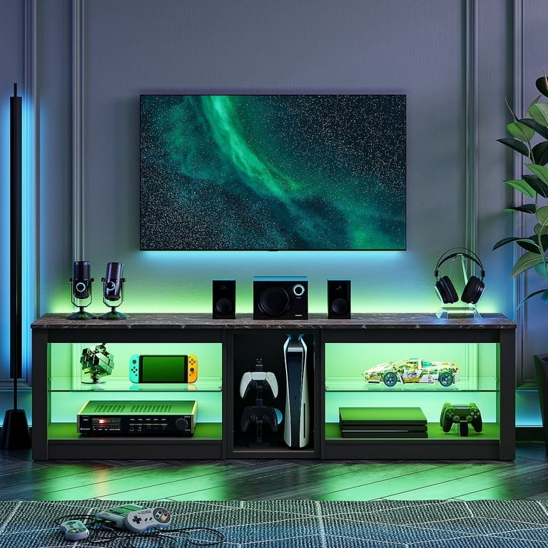 Bestier テレビ台 LEDライト付きブラック Bestier TV Stand for TVs up to 70