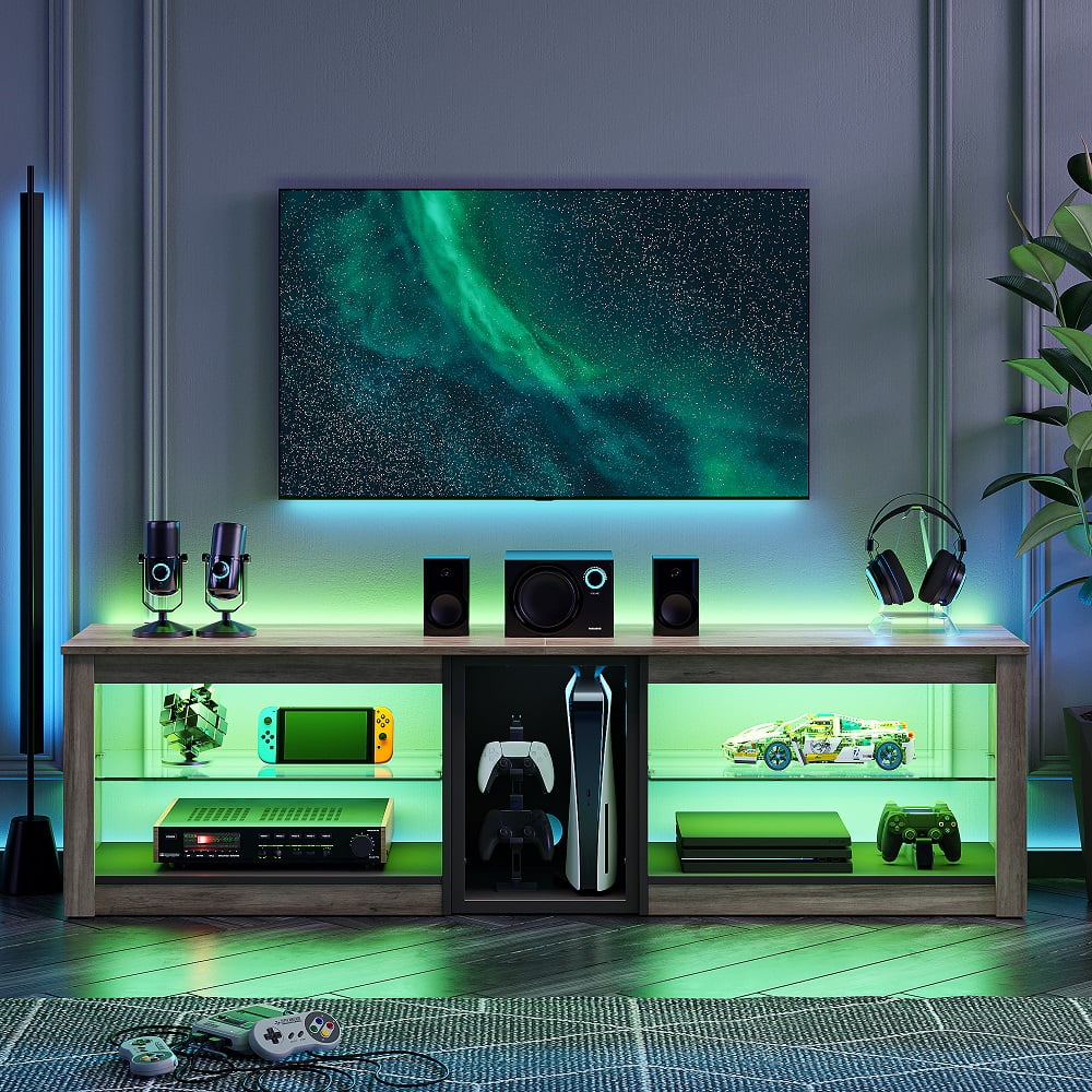 Bestier TV Stand for TVs up to 70" with LED Light, Entertainment Center