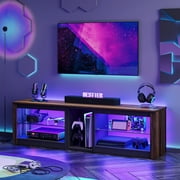 Bestier TV Stand for TVs up to 70'' with RGB LED Lights, Walnut