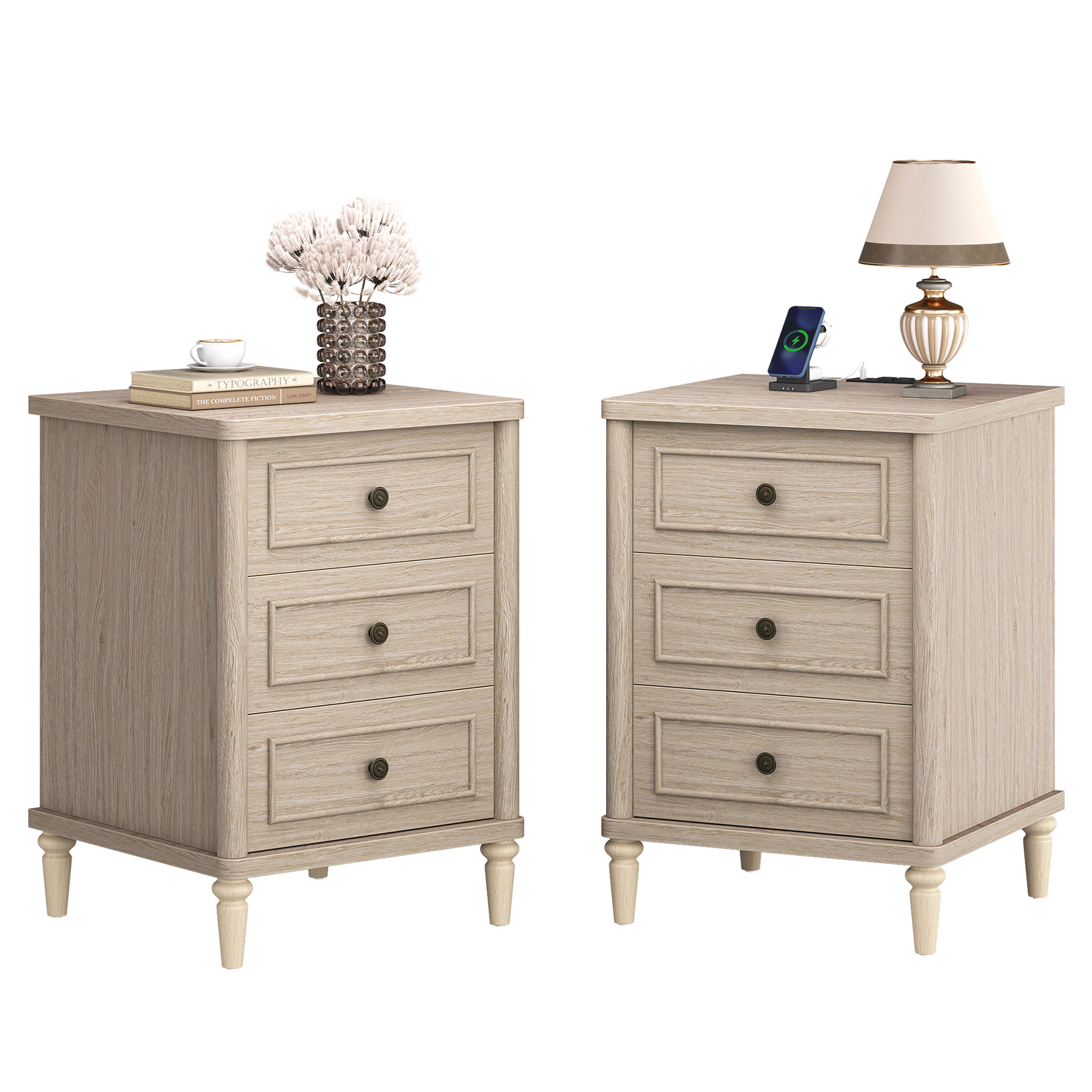 Bestier Nightstand Set Of 2 With 3 Drawers Light Oak: How It Stacks Up