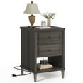 thumbnail image 1 of Bestier Farmhouse Nightstand with 2 Drawers, Wood Bedside Table with Charging Station, Sofa Side End Table Night Stand for Living Room, Bedroom, Home Office, Gray, 1 of 11