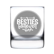 Besties Forever Hand Engraved 10oz Rocks Glass Friendship , Etched Glassware for Best Friends, Perfect Personalized Present