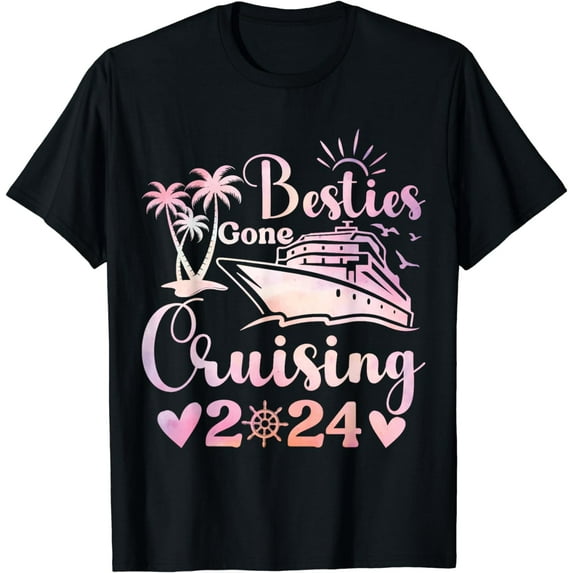 Besties Gone Cruising 2024 Girls Women Matching Cruise T-Shirt