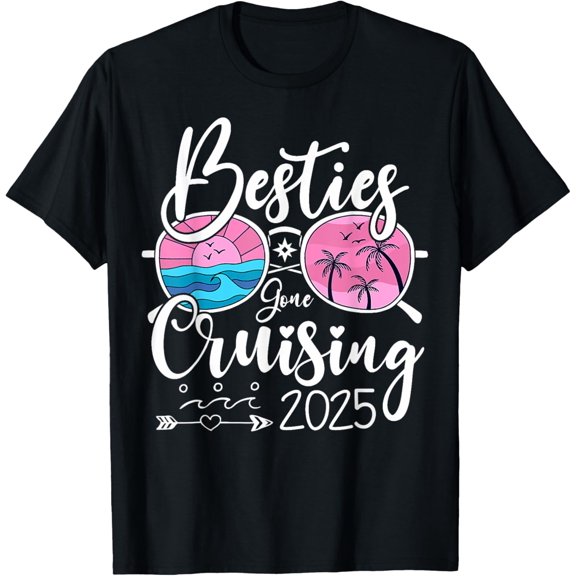 Besties Gone Cruising 2025 Girls Matching Women Cruise T-Shirt