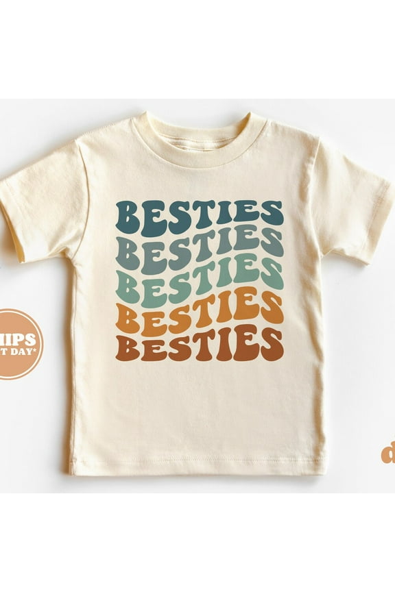 Besties Toddler Shirt - Bff Retro Blue Kids Shirt - Sibling Daddy And Me TODDLER SHORT SLEEVE TEE BELLA CANVAS 3001T