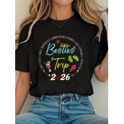 Besties Trip 2026 Memories Girl Trip Friends Vacation Retro T-Shirt Vacation Outfits Women