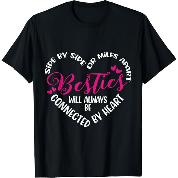Besties will always be connected by Heart | BFF Best Friends T-Shirt100% cotton short-sleeved shirt for both men and women