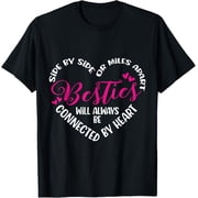 Besties will always be connected by Heart | BFF Best Friends T-ShirtMen and women, Black T-shirt, size Extra large