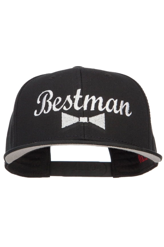 Bestman Bow Tie Embroidered Cotton Snapback - Black OSFM