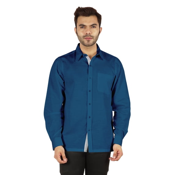 Bestman Formal Classic Button Down Cotton Shirts Inner Contrast Regular Fit Office Shirt For Mens