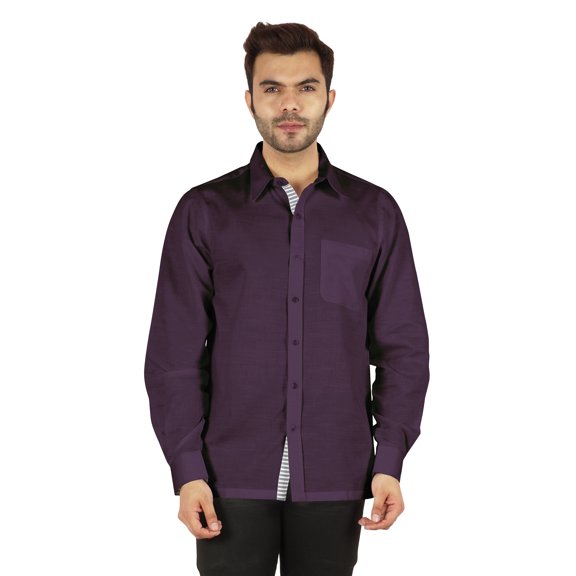 Bestman Formal Classic Button Down Cotton Shirts Inner Contrast Regular Fit Office Shirt For Mens