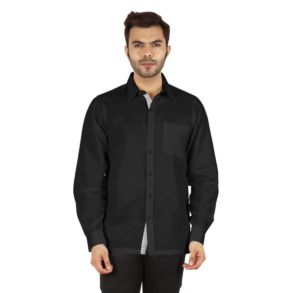 Bestman Formal Classic Button Down Cotton Shirts Inner Contrast Regular Fit Office Shirt For Mens