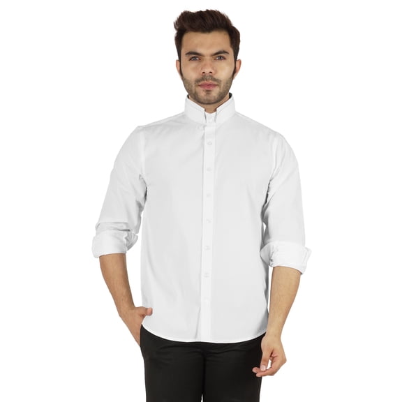 Bestman Formal Front Button Placket Solid Shirts For Mens Long Sleeve Regular Fit Shirt