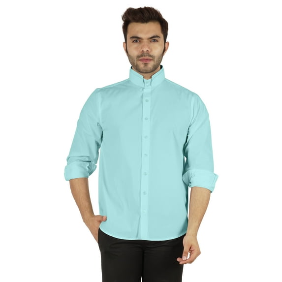 Bestman Formal Front Button Placket Solid Shirts For Mens Long Sleeve Regular Fit Shirt