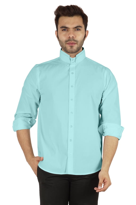 Formal Front Button Placket Solid Shirts For Mens Long Sleeve Regular Fit Shirt