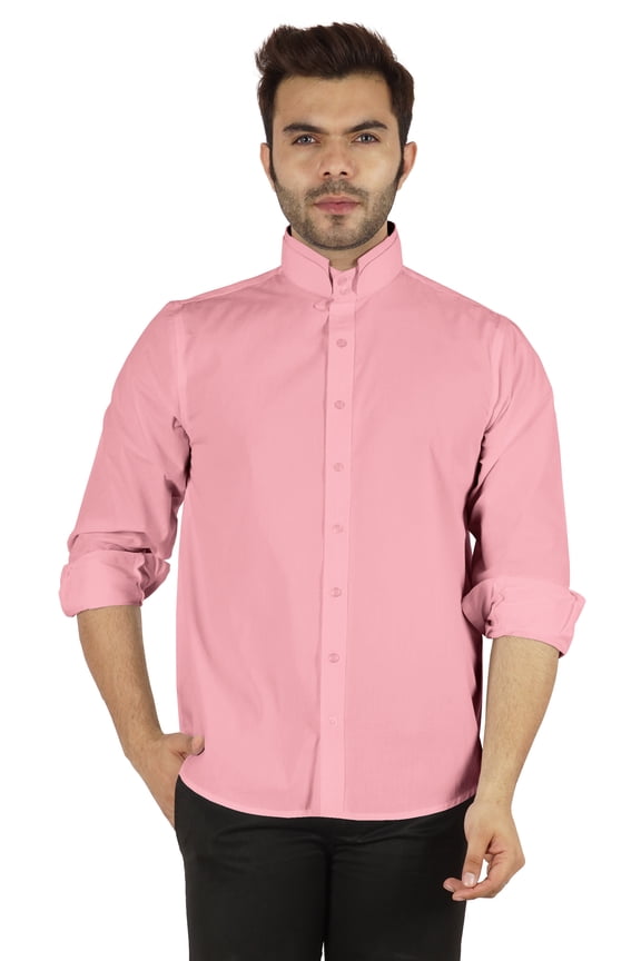 Formal Front Button Placket Solid Shirts For Mens Long Sleeve Regular Fit Shirt