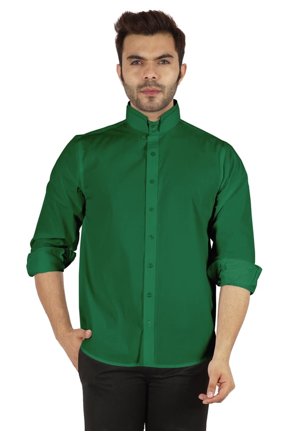 Formal Front Button Placket Solid Shirts For Mens Long Sleeve Regular Fit Shirt