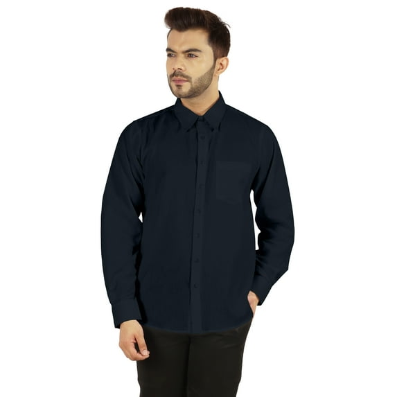 Bestman Long Sleeve Cotton Flex Shirt For Mens Button Down W/ Patch Pocket Office Wear