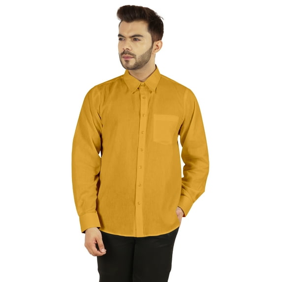 Bestman Long Sleeve Cotton Flex Shirt For Mens Button Down W/ Patch Pocket Office Wear