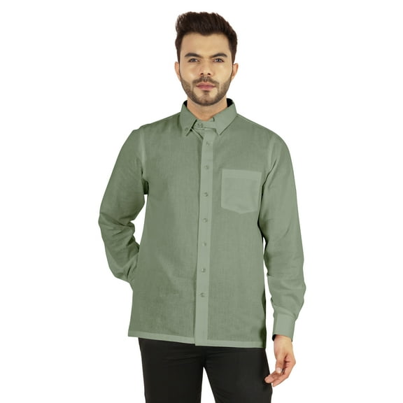 Bestman Solid Button Down Shirt For Men Long Sleeve With Patch Pocket Formal Business Wear