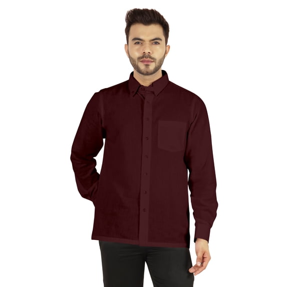 Bestman Solid Button Down Shirt For Men Long Sleeve With Patch Pocket Formal Business Wear