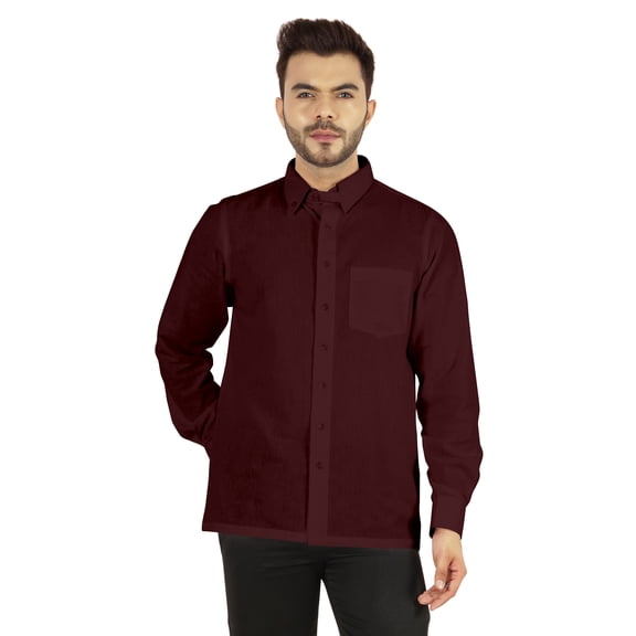 Bestman Solid Button Down Shirt For Men Long Sleeve With Patch Pocket Formal Business Wear