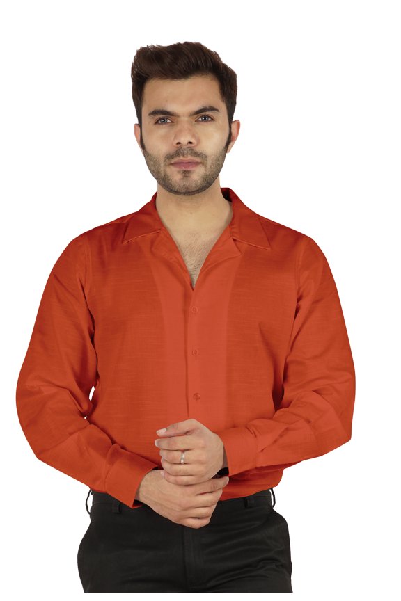 Solid Long Sleeve Cotton Shirts For Mens Formal Button Down Regular Fit Shirt