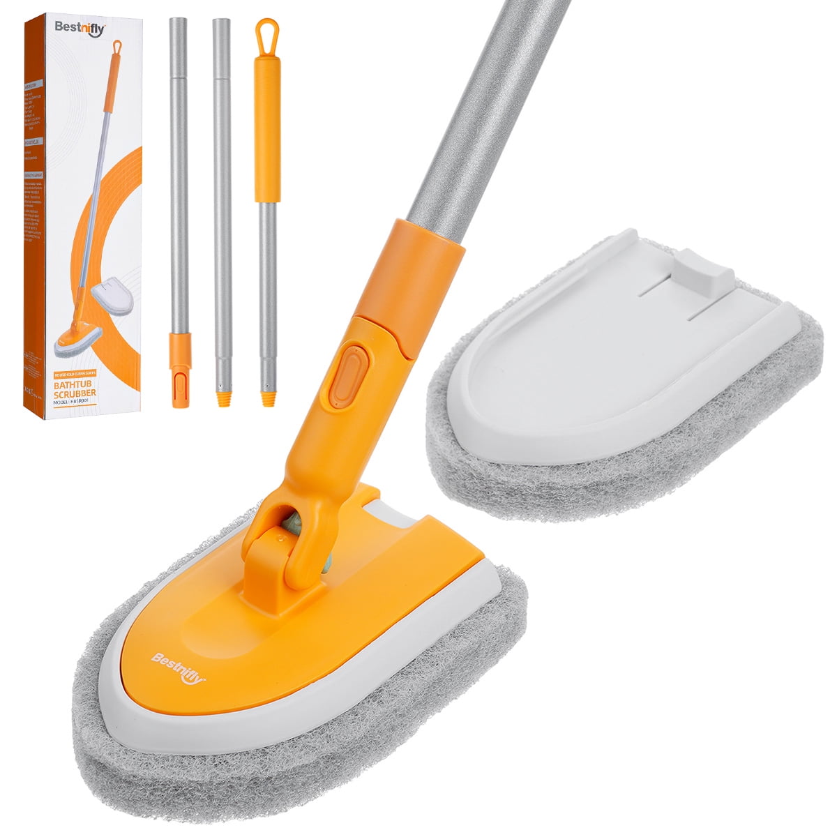 Tub Shower Scrubber for Cleaning with Long Handle, Wihxd Tub and Tile  Scrubber with Replaceable 2 Brush Sponge & 1 Microfiber Pad Scrub Brush  Cleaner