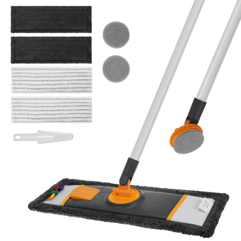 Bestnifly Microfiber Flat Mop with 4pcs Washable Pads&Scrubber