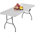 thumbnail image 1 of Bestoffice 6FT Picnic Table Folding Table Camping Table Plastic Table Fold Up Table Lock,White, 1 of 7