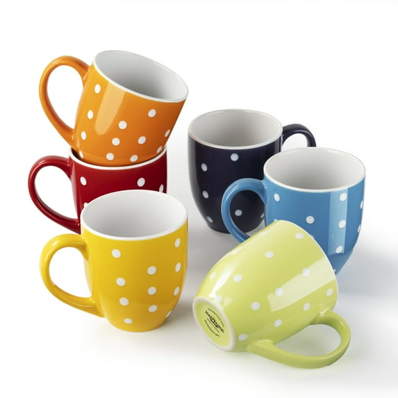bestone Coffee Mugs Set of 6,16 oz Large Coffee Mugs Set of 4, Ceramic Mugs with Handles,Coffee,Salad,Noodles etc Coffee Mugs, Microwave & Dishwasher safe,Multi-color