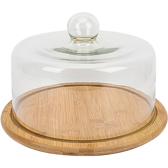 Bestonzon Cake Tray with Glass Dome Cake Display Plate Serving Tray Dessert Storage Tray