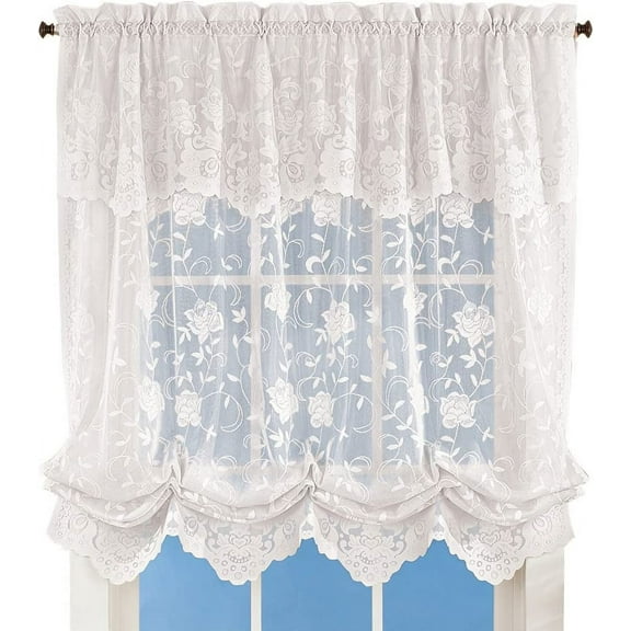 Bestonzon Traditional Picture Pattern Rod Pocket Valances Curtains, 19.65" x 39.30"