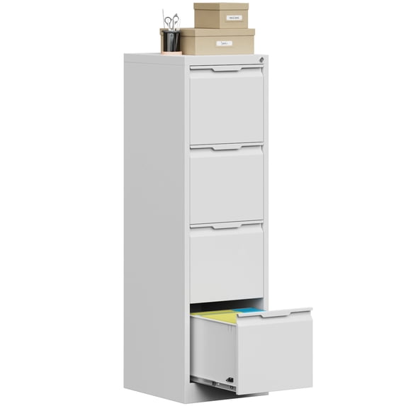 Bestoo 4 Drawer Metal Vertical File Cabinet, 17.8" Deep Filing Cabinet for Home Office, Letter/Legal/A4/F4 Size, Easy Assemble (White)