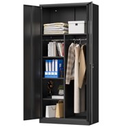 SUNCROWN Metal Wardrobe Closet with Lock, Clothing Locker, 72