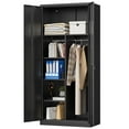thumbnail image 1 of Bestoo Metal Wardrobe Cabinet with Lock, 71" Garage Wardrobe Closet with Hanging Rod, Steel Wardrobe Storage Locker for Home Office, Gym, Employees, Black, 1 of 9