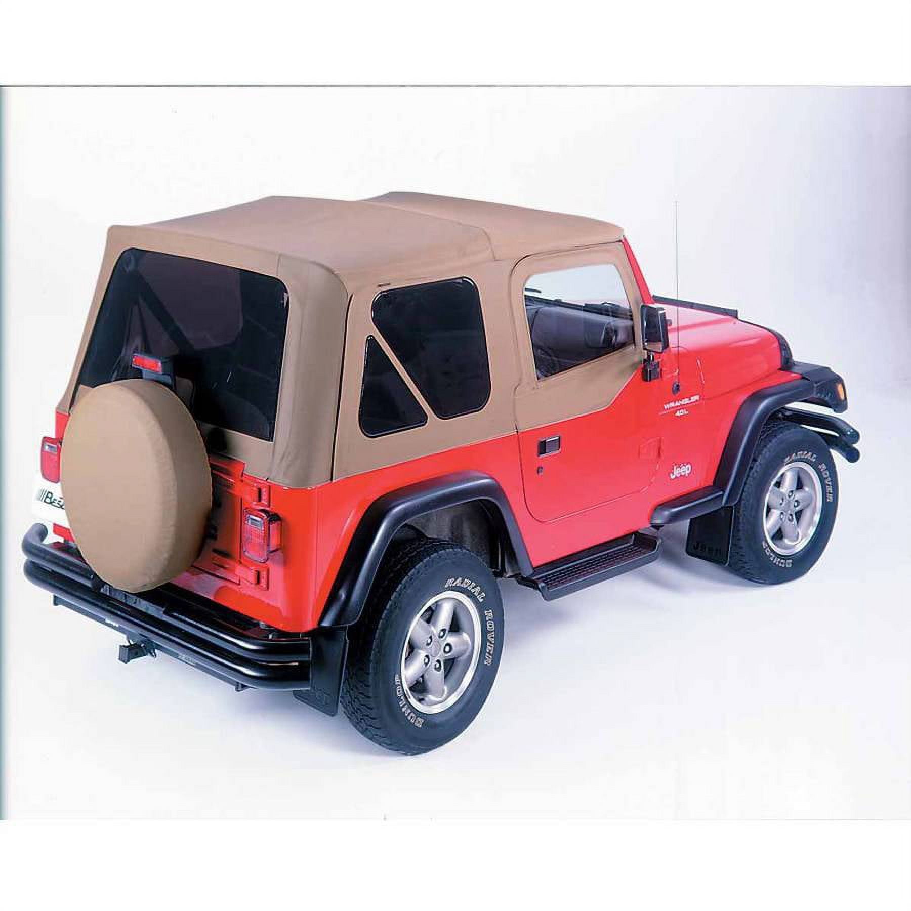 Bestop 51124-33 Jeep Wrangler Replace-A-Top Fabric Top with Half-Door Skins and Tinted Windows, Dark Tan Fits select: 1997-2002 JEEP WRANGLER / TJ