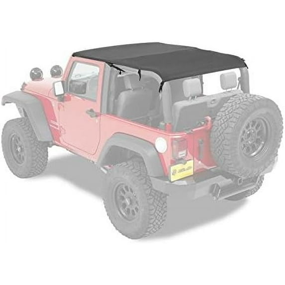 Bestop 52593-35 Jeep Wrangler 2-Door Safari (Cable) Style Header Bikini Top, Black Diamond Fits select: 2011,2015-2018 JEEP WRANGLER UNLIMITED