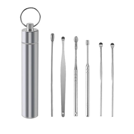 Bestope 6 in 1 Portable Ear Wax Picker Set Stainless Steel Ear Cleaner Ear Wax Remover Spiral Ear Cleaning Tool with Storage Box