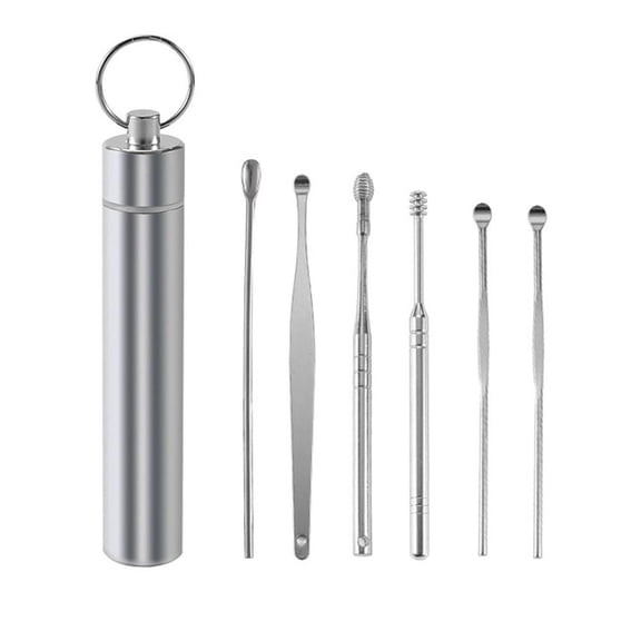 Bestope 6 in 1 Portable Ear Wax Picker Set Stainless Steel Ear Cleaner Ear Wax Remover Spiral Ear Cleaning Tool with Storage Box