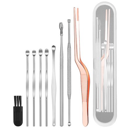 Bestope 8Pcs Ear Pick Earwax Removal Tool Kit Stainless Steel Ear Curette Ear Wax Removal Cleaner Spiral Spring Ear Spoon Set for Adult/Kids