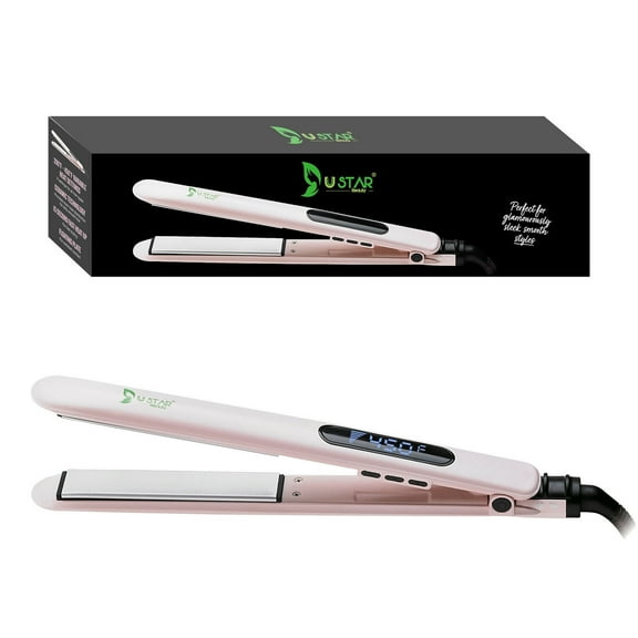 Bestope Ustar 1" Ceramic Flat Iron: Compact, Dual Voltage, LCD, Ionic, Black.