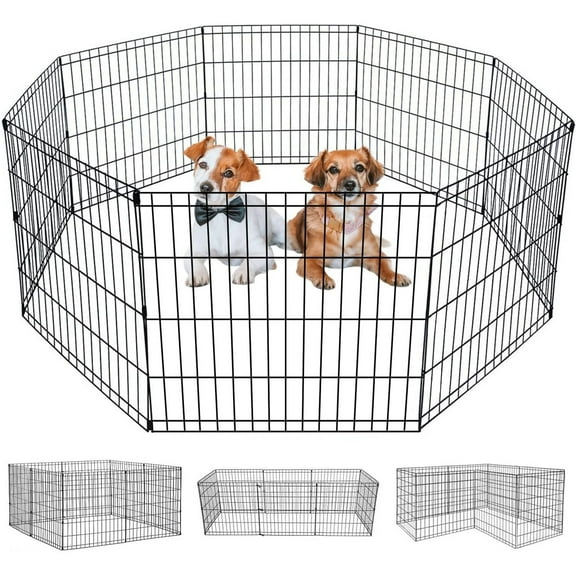 Bestpet 24"H Dog Playpen, Black, 8 Panel