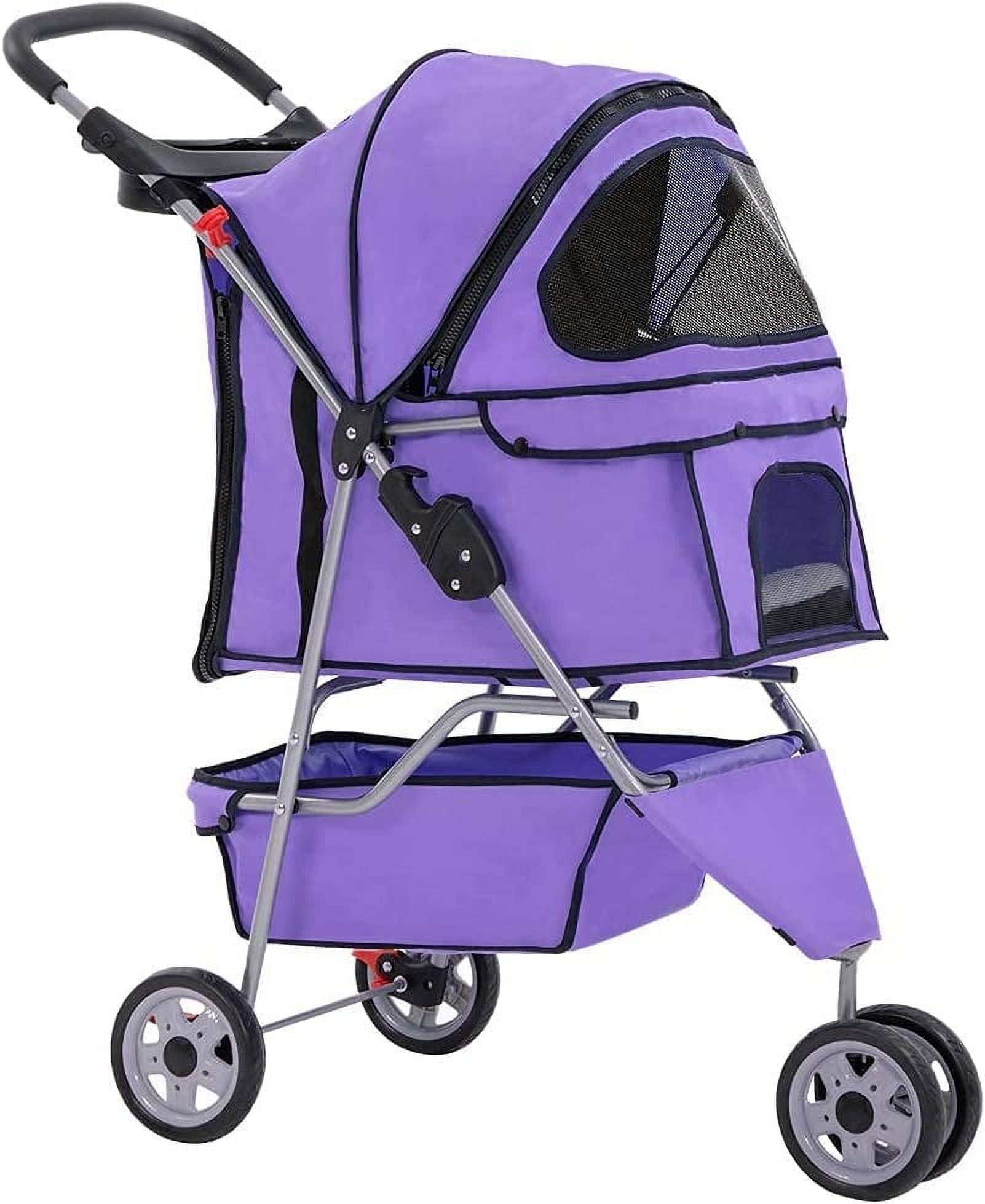 Bestpet Large Pet Mobile Carriage 3 Wheel Collapsible Dog Travel Cart Portable Small Pet Carrier Purple Walmart