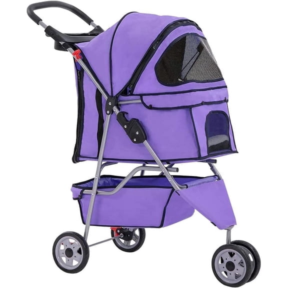 Bestpet 3 Wheel Collapsible petstroller, Purple