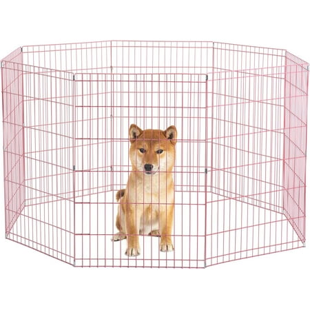 Bestpet 36"H Dog Exercise Playpen, 8 Panel, Pink